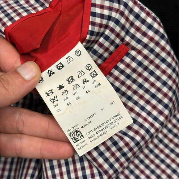 Hugo Boss Black Blazer Wool Sport Coat Textured Maselli4 100% Silk Lining 46R - Picture 9 of 10